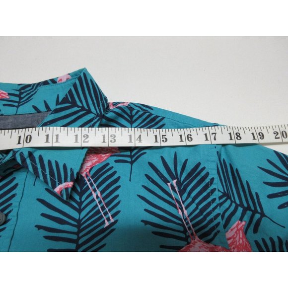 Ocean Current men's pink flamingo short sleeve button down shirt, M - Picture 9 of 10